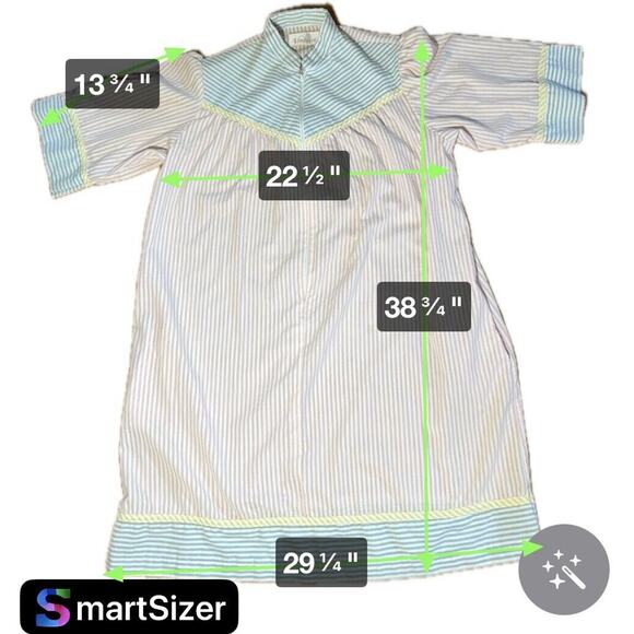 Vintage Vandemere Seesucker Pastel Striped Nightgown Robe House Coat Large Zip - Picture 2 of 6